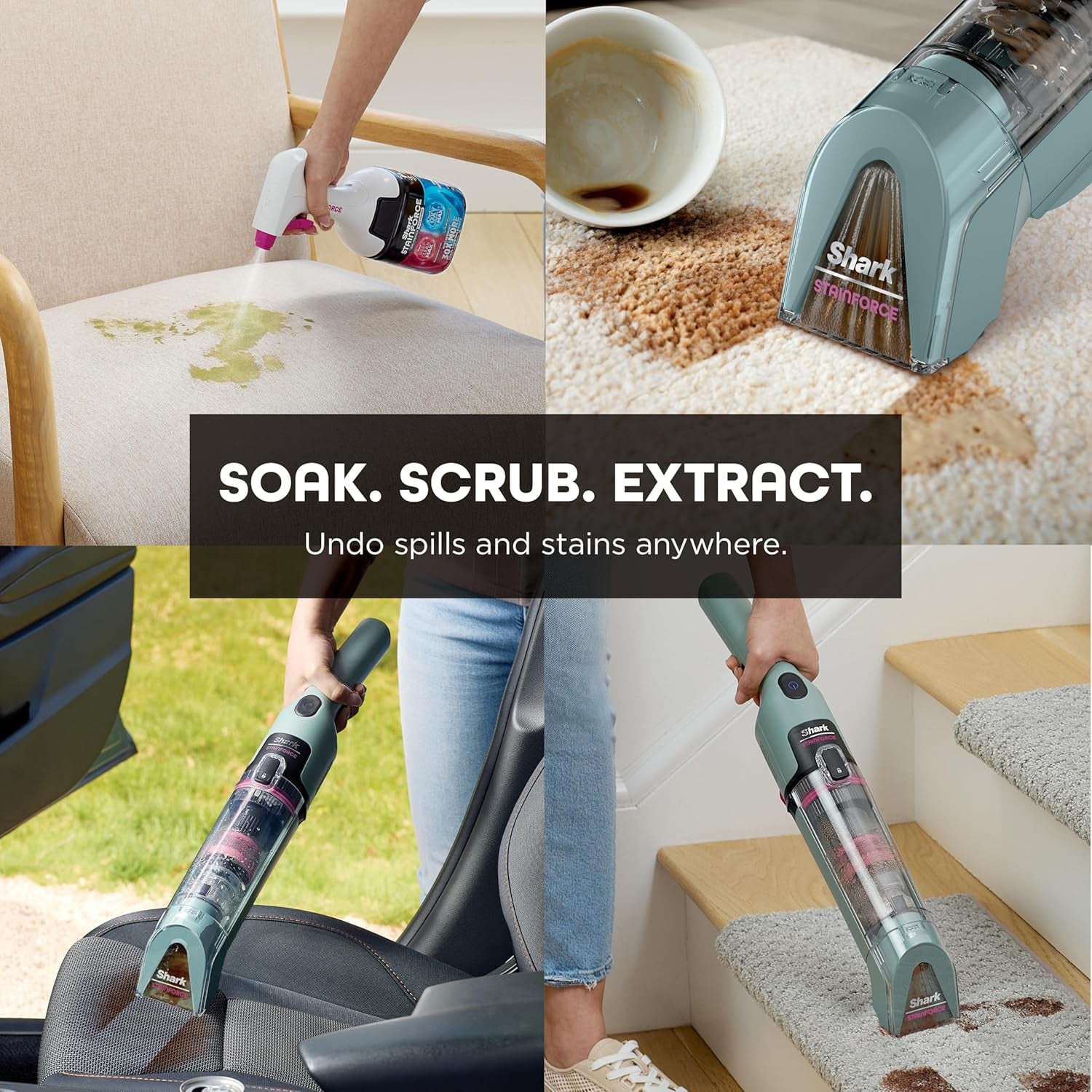 Shark Stainforce Cordless Stain, Odor & Urine Remover, 2 Tools, Caddy HX101
