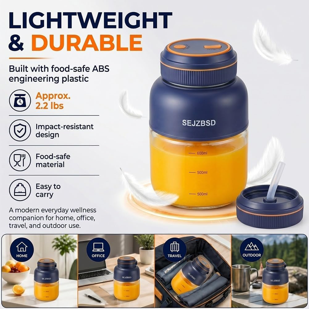 Portable Wireless Electric Juicer Cup Fresh Juice Blender Home and Kitchen Cordless Mini Fast Small Household Personal Appliances Smoothie Bottle Multifunctional Vegetables Fruits Chopper(Blue-27Oz)