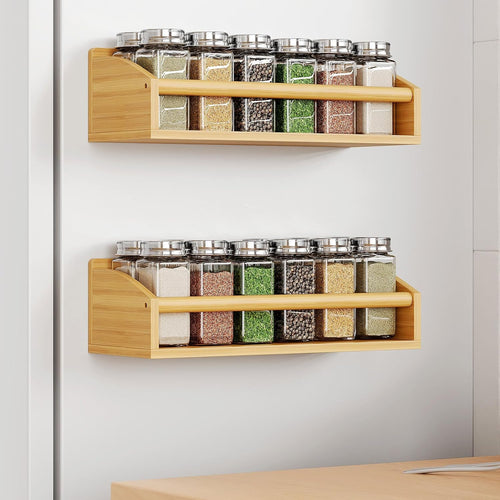 2 Pack Magnetic Spick Rack for Refrigerator, Fridge Organizer Shelf Kitchen Appliances Kitchen Essentials Kitchen Organization Kitchen Storage Kitchen Essentials(Bamboo Wood)