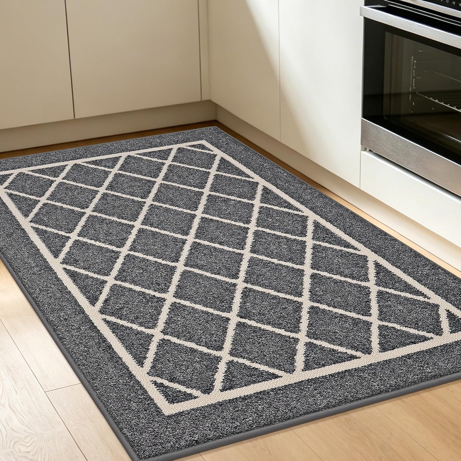 Kitchen Rugs Non Slip Washable Kitchen Mat, Grey, 32X48In