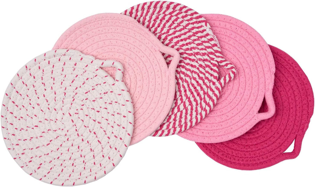 7.3" Pink Trivets for Hot Dishes,Pot Holders for Kitchen,Hot Pads for Kitchen,Kitchen Island Decor,Stylish Kitchen Decor,Kitchen Essentials & Accessories,Heat Resistant Mat