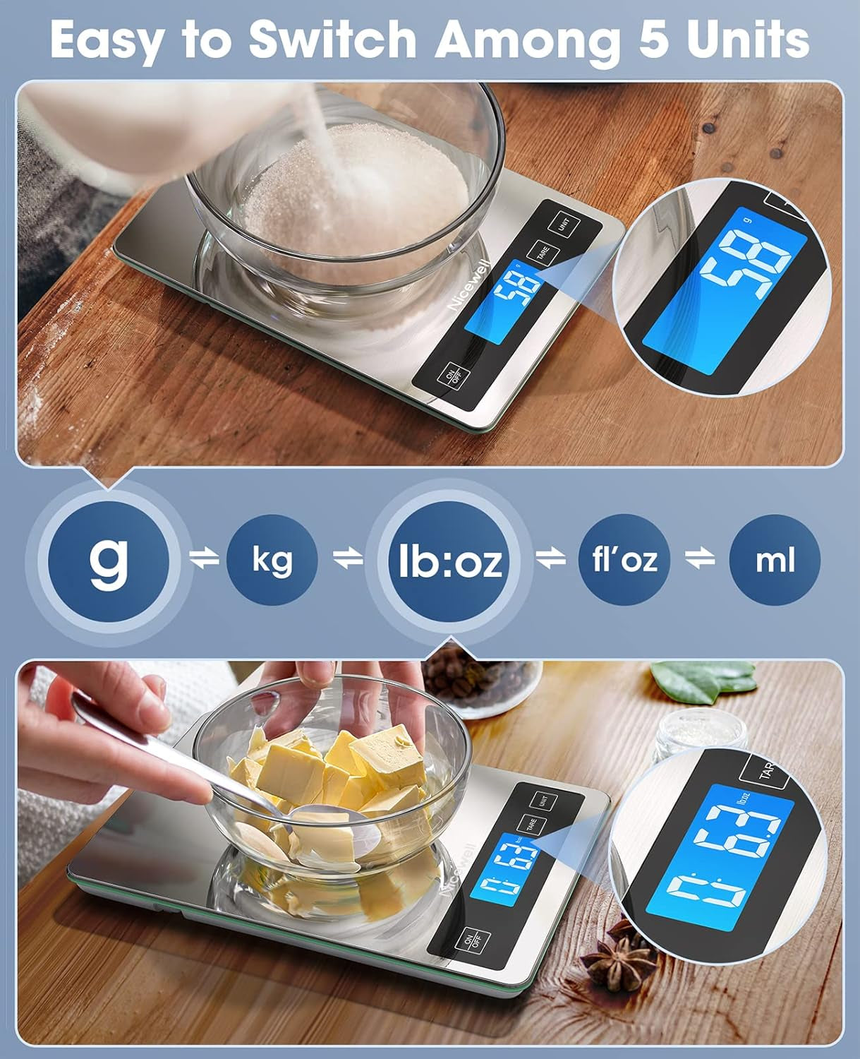 Food Scale 22Lb Digital Kitchen Scale for Cooking Baking