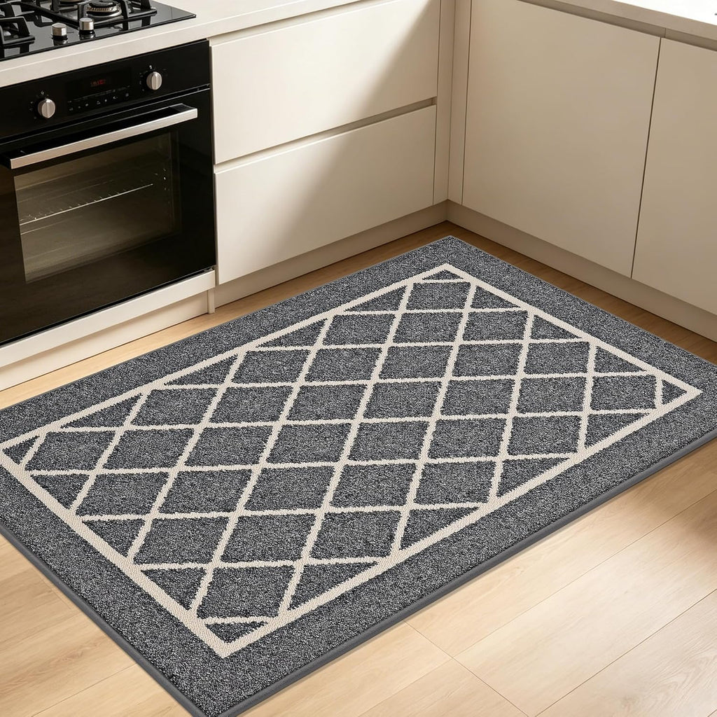 Kitchen Rugs Non Slip Washable Kitchen Mat, Grey, 32X48In
