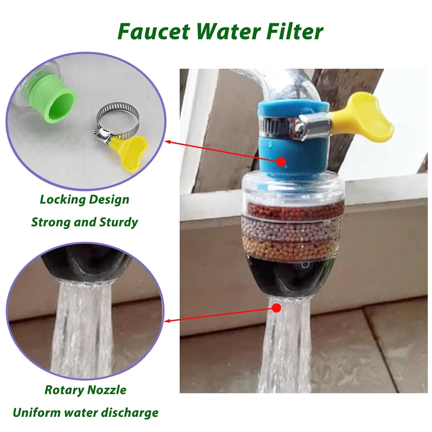 4 Pack Faucet Water Filter,6 Layer Cartridge Activated Carbon Filters Water Filter Faucet Replacements for Sink Applicable 1/2Inch - 3/4Inch Faucet(Random)