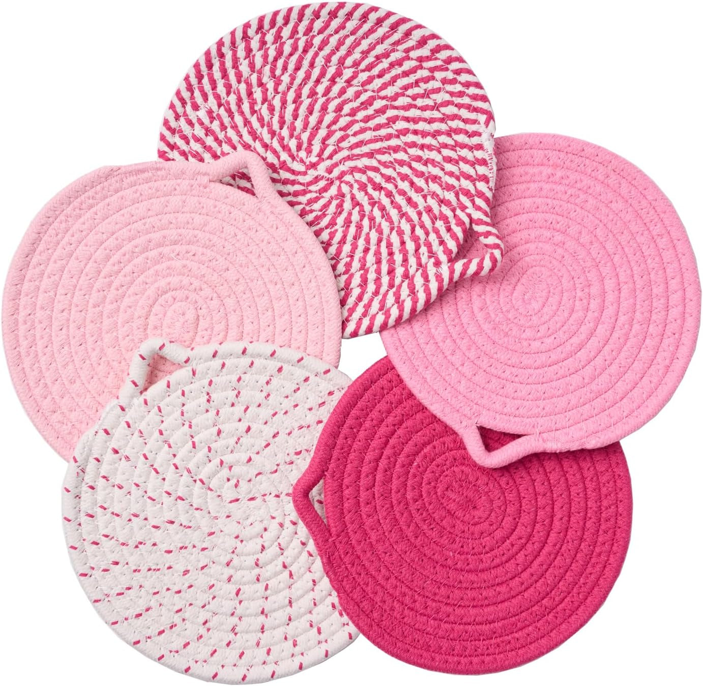 7.3" Pink Trivets for Hot Dishes,Pot Holders for Kitchen,Hot Pads for Kitchen,Kitchen Island Decor,Stylish Kitchen Decor,Kitchen Essentials & Accessories,Heat Resistant Mat