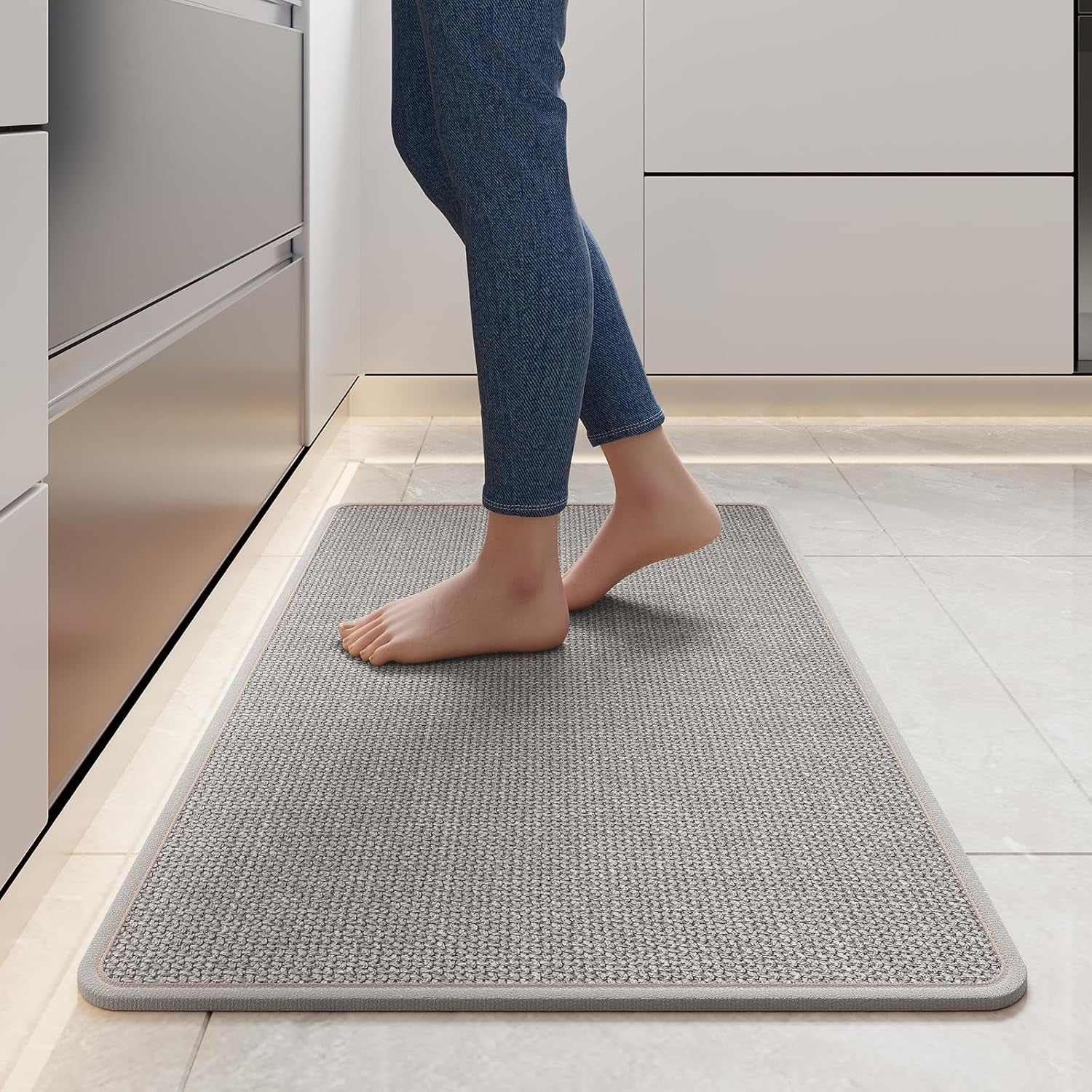 Kitchen Rugs Kitchen Mats for Floor Non Slip Washable Gray 17"X30"