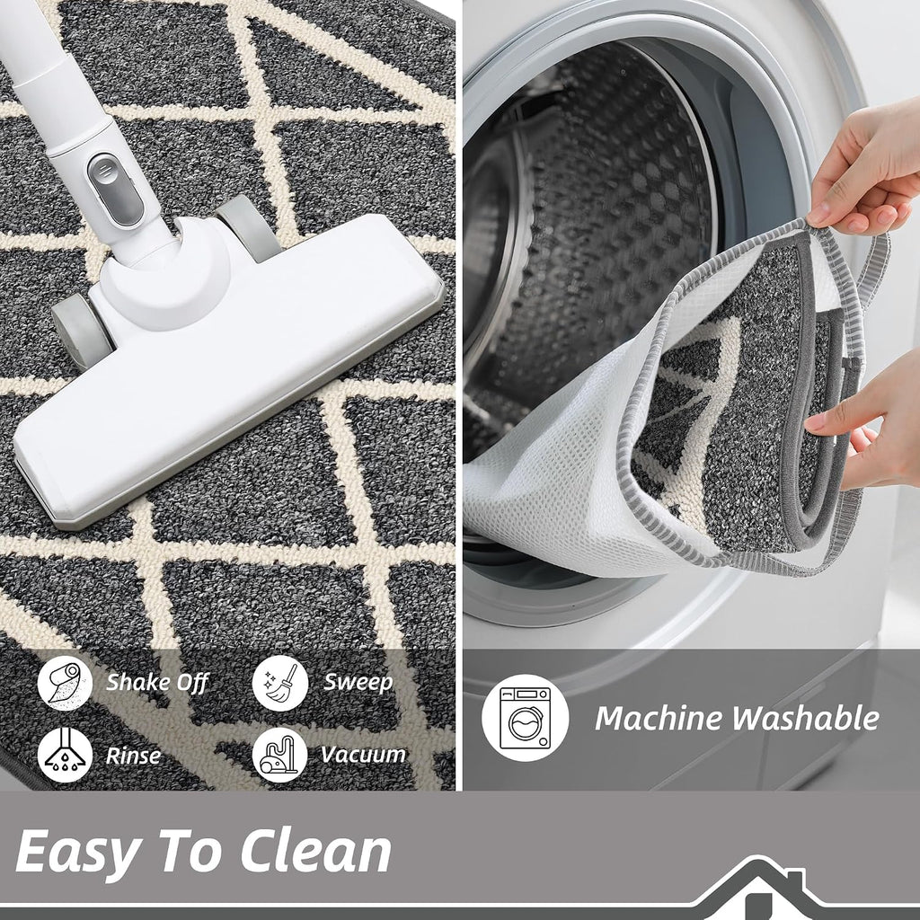 Kitchen Rugs Non Slip Washable Kitchen Mat, Grey, 32X48In