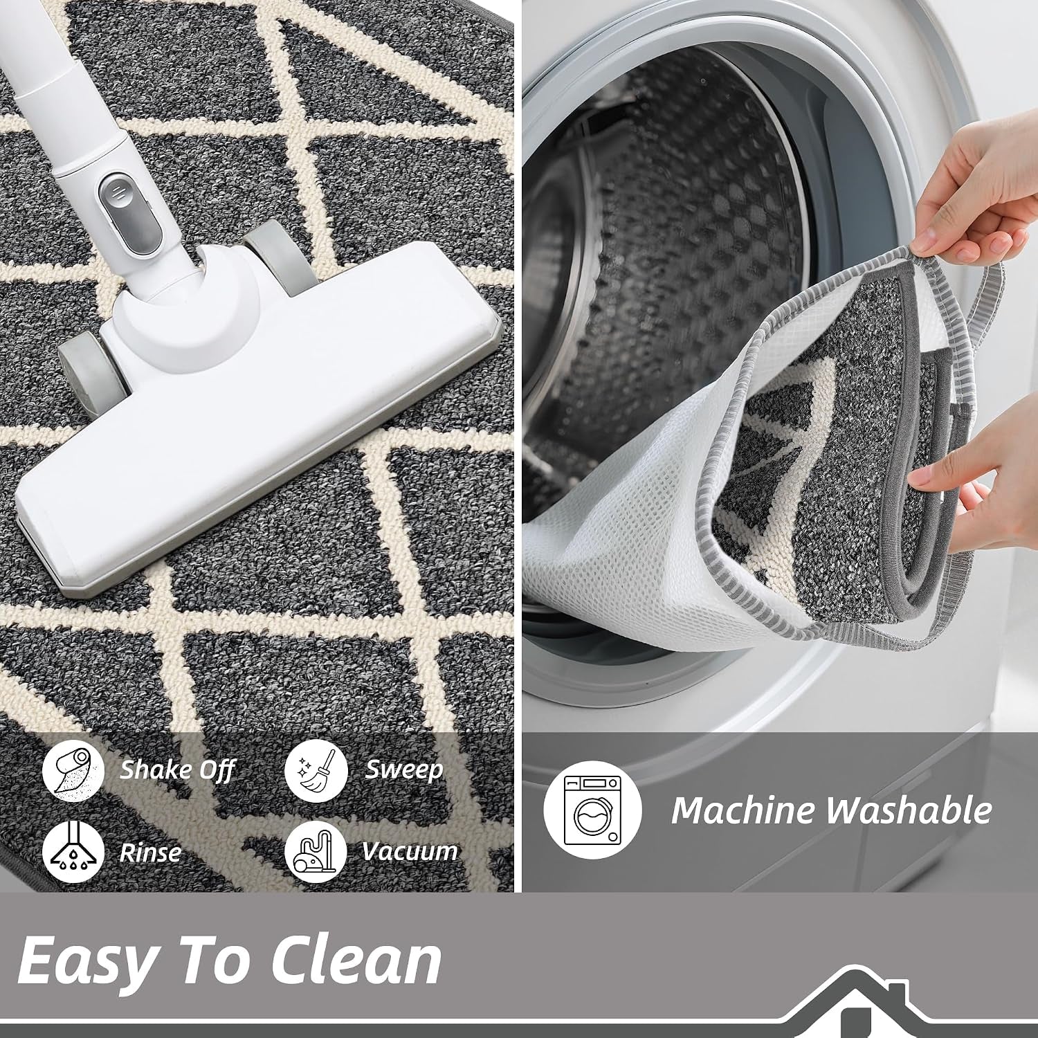 Kitchen Rugs Non Slip Washable Kitchen Mat, Grey, 32X48In
