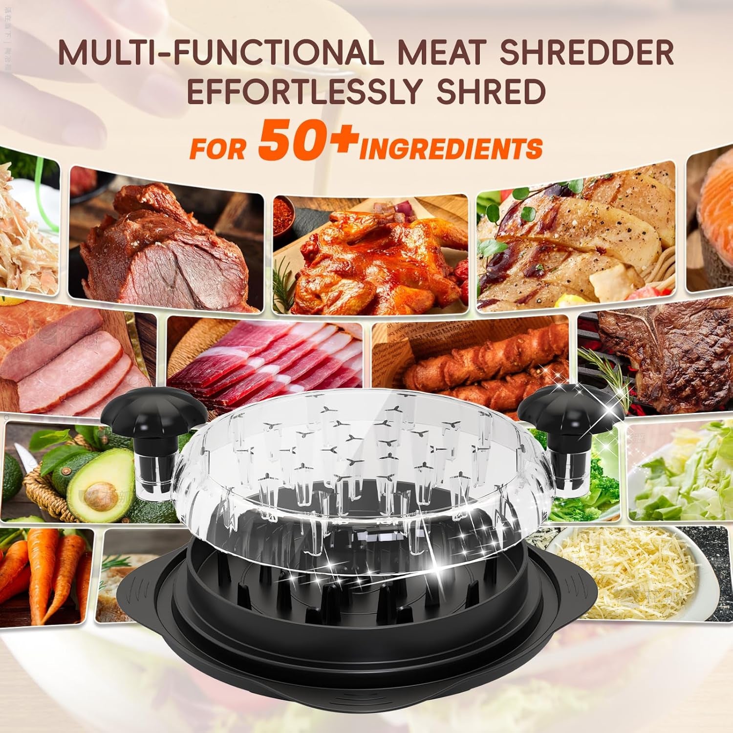 11" Chicken Shredder Tool Twist Large, Meat Shredder Twist, Black