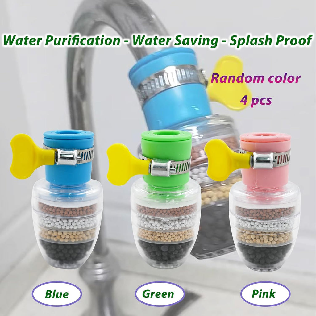 4 Pack Faucet Water Filter,6 Layer Cartridge Activated Carbon Filters Water Filter Faucet Replacements for Sink Applicable 1/2Inch - 3/4Inch Faucet(Random)