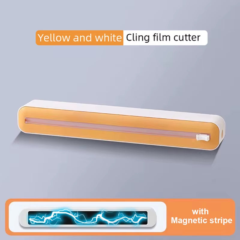 Food Film Dispenser Magnetic Plastic Wrap Dispenser with Cutter Storage Box Aluminum Foil Stretch Film Cutter Storage Holder