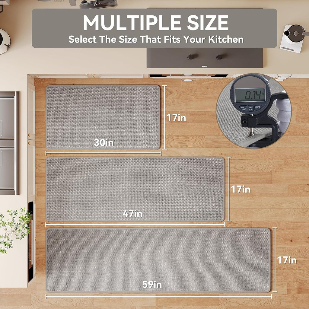 Kitchen Rugs Kitchen Mats for Floor Non Slip Washable Gray 17"X30"