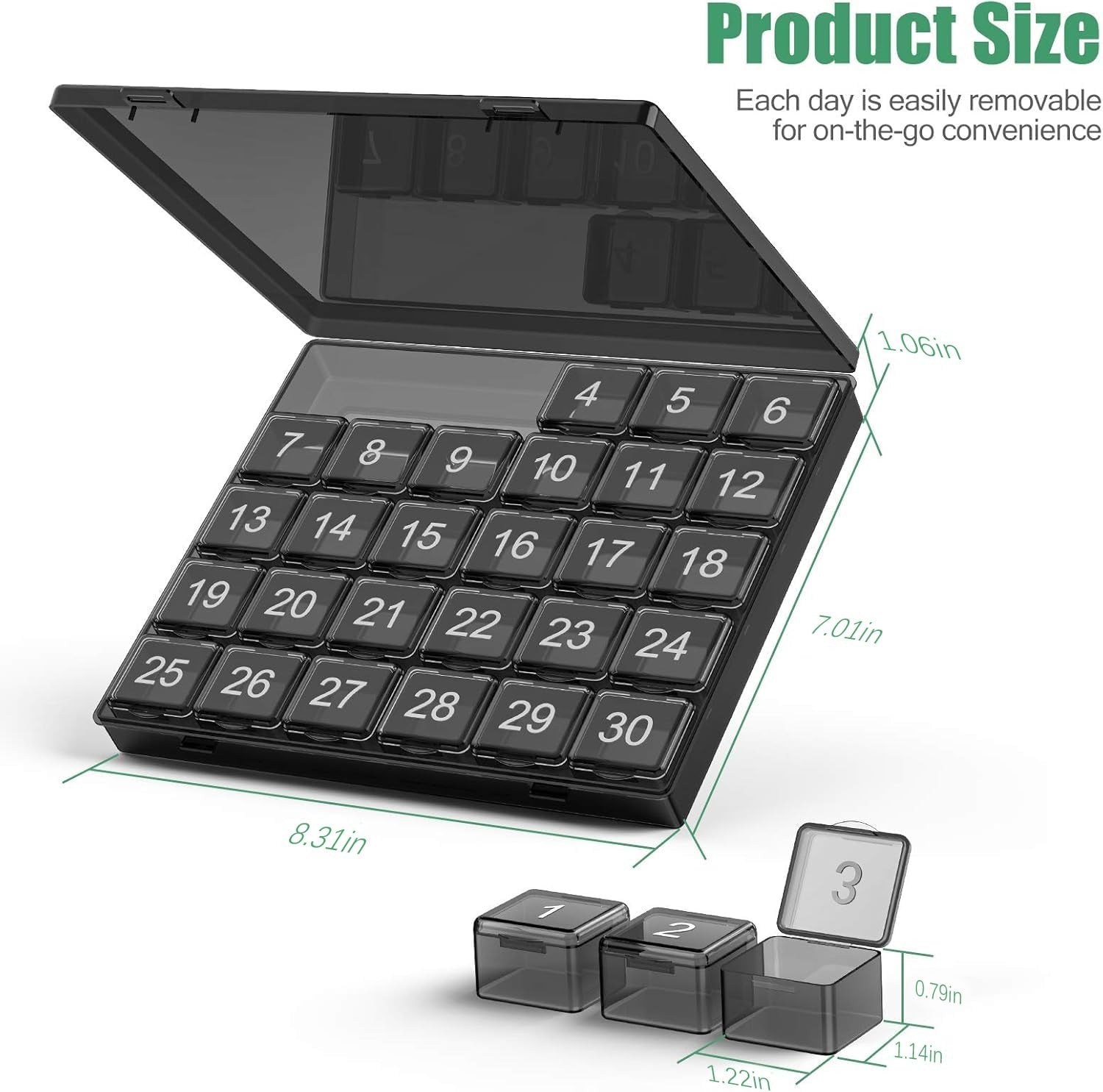 Monthly Pill Organizer Once a Day - 30 Day Pill Organizer Box - Squeez