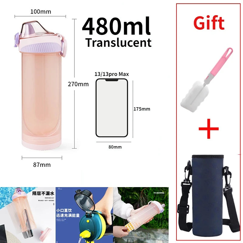 Bottle with Secret Compartment Water Bottle with Hiding Phone Pocket Secret Pill Organizer Bottle Sports Fitness Water Cup