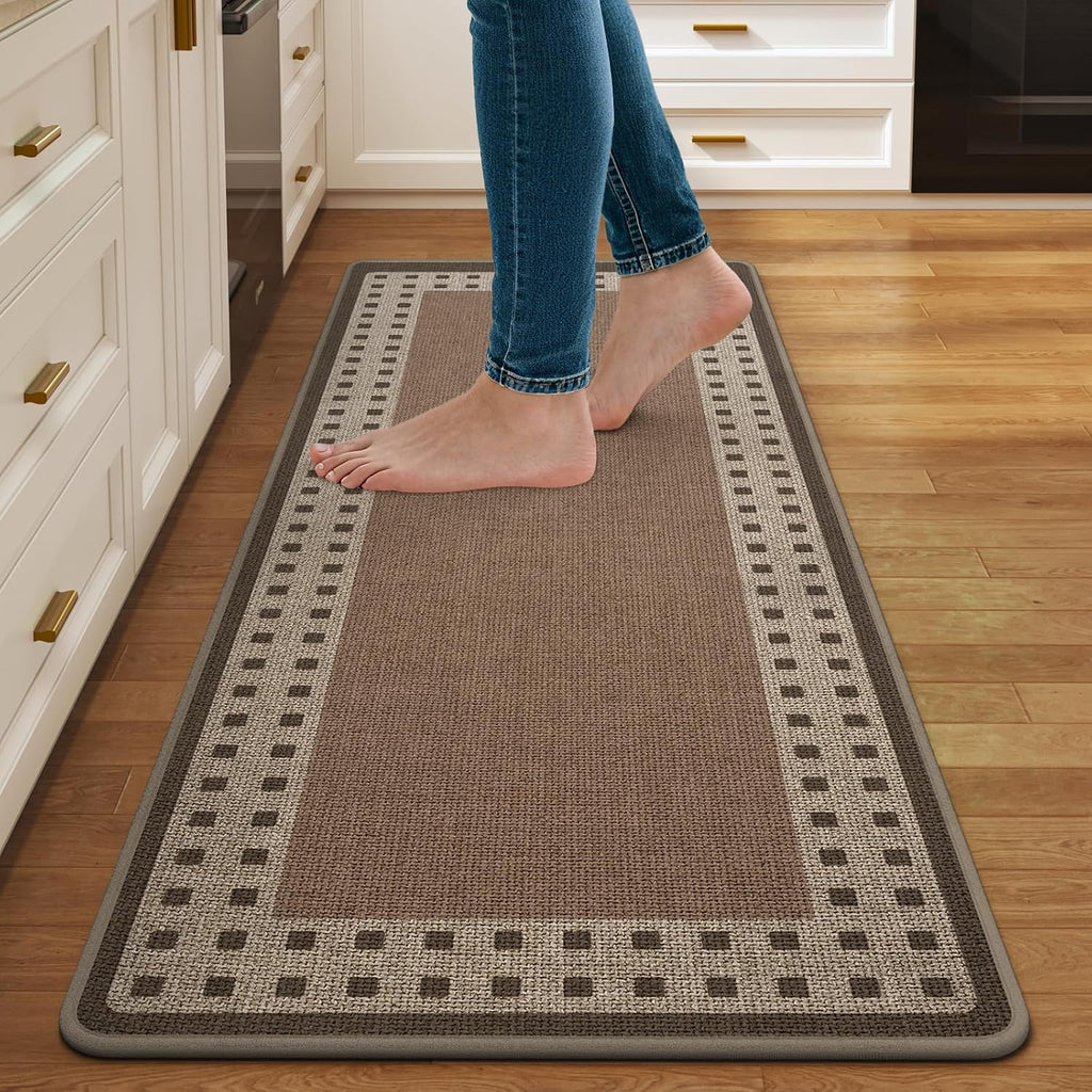 Kitchen Mats for Floor, Non Slip Kitchen Rugs, 17X47 Brown