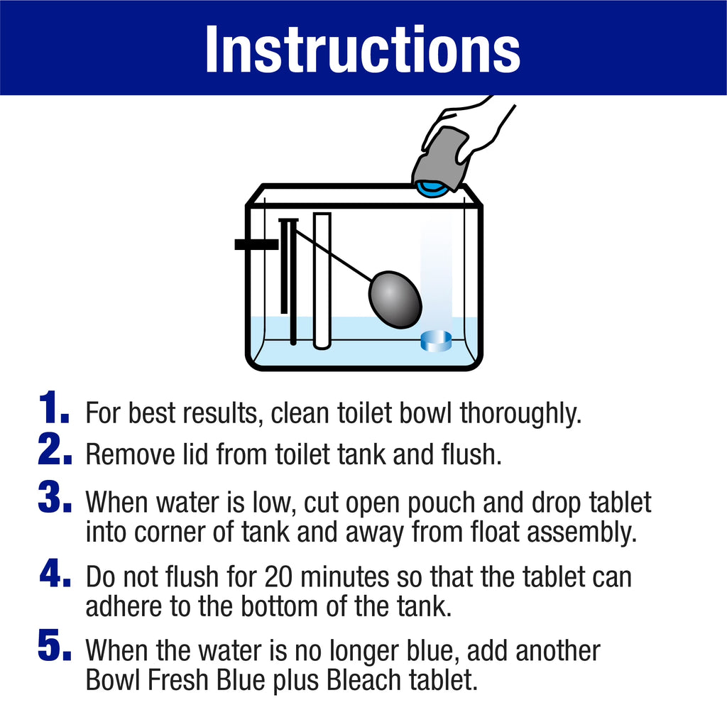 Blue plus Bleach Automatic Toilet Bowl Cleaner Tablets, 2 Count