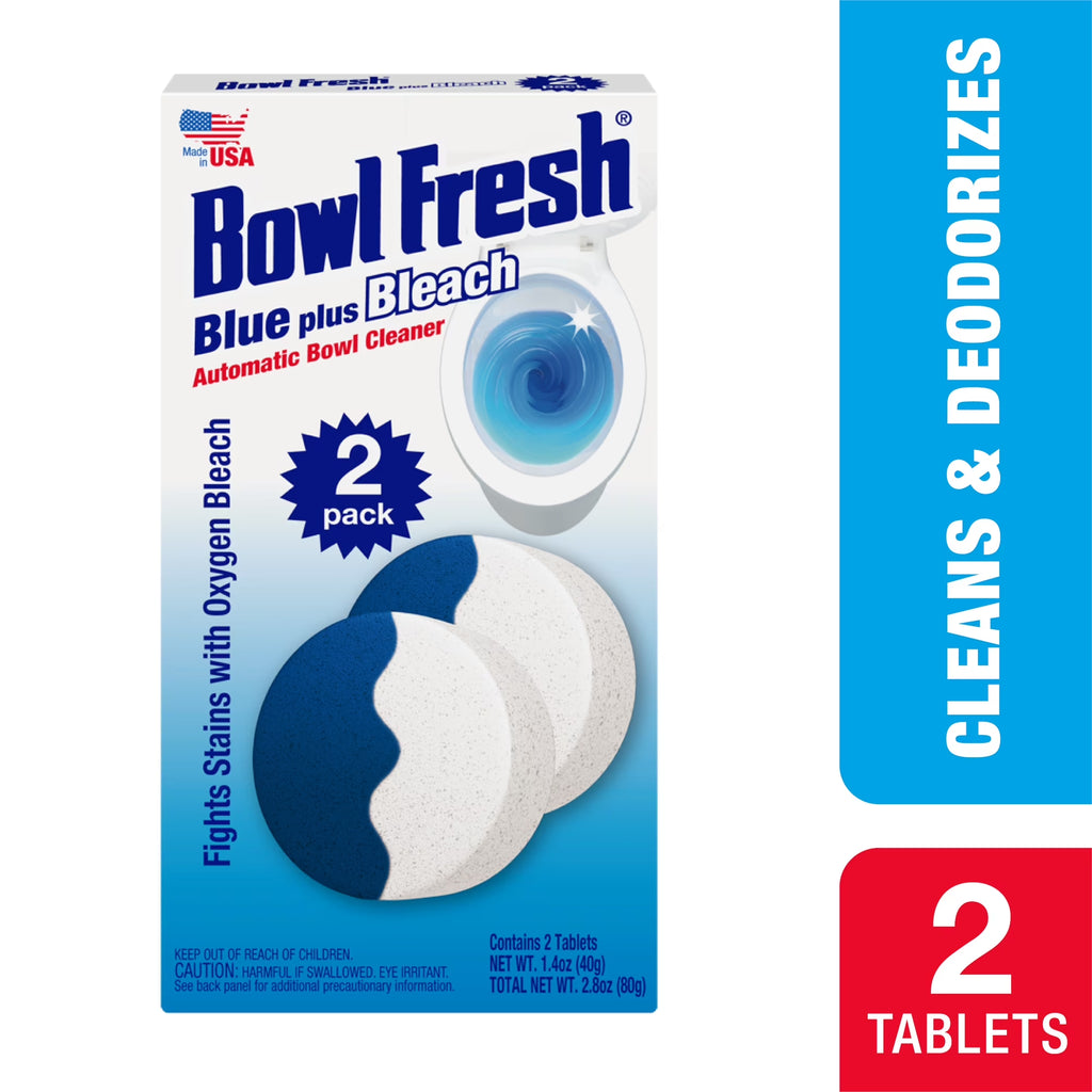 Blue plus Bleach Automatic Toilet Bowl Cleaner Tablets, 2 Count