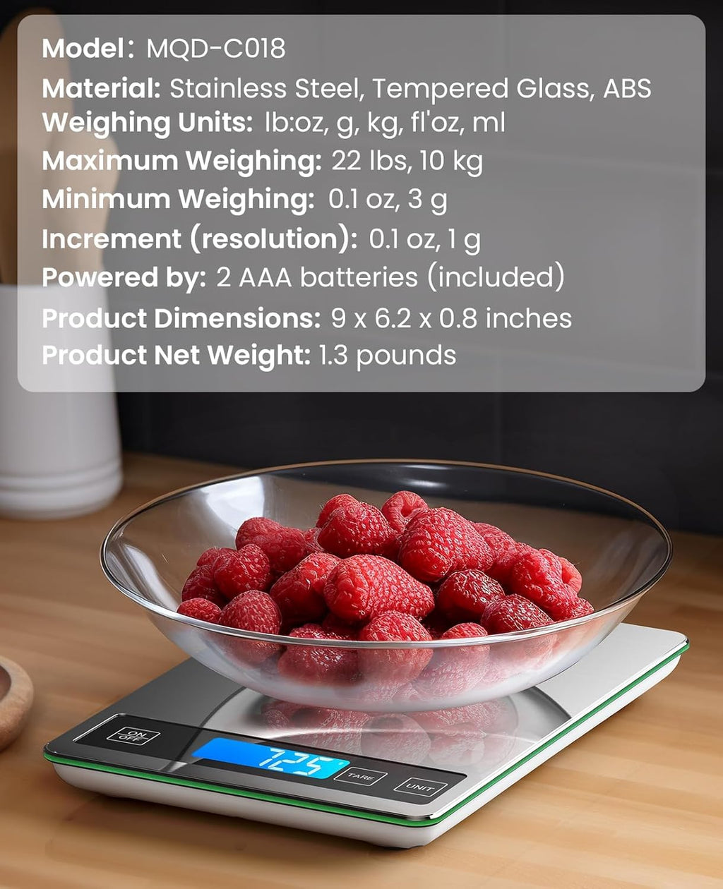 Food Scale 22Lb Digital Kitchen Scale for Cooking Baking