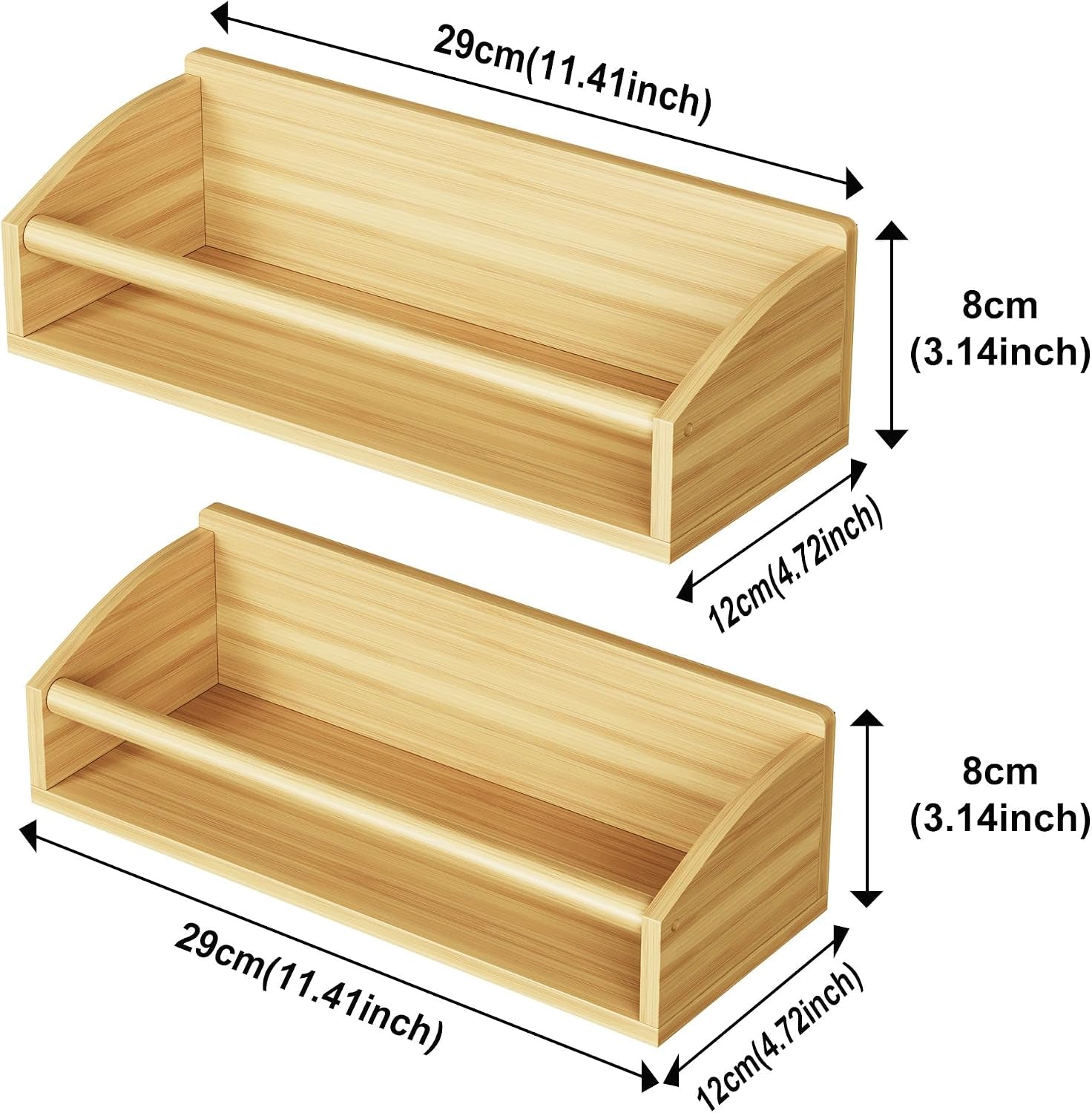 2 Pack Magnetic Spick Rack for Refrigerator, Fridge Organizer Shelf Kitchen Appliances Kitchen Essentials Kitchen Organization Kitchen Storage Kitchen Essentials(Bamboo Wood)