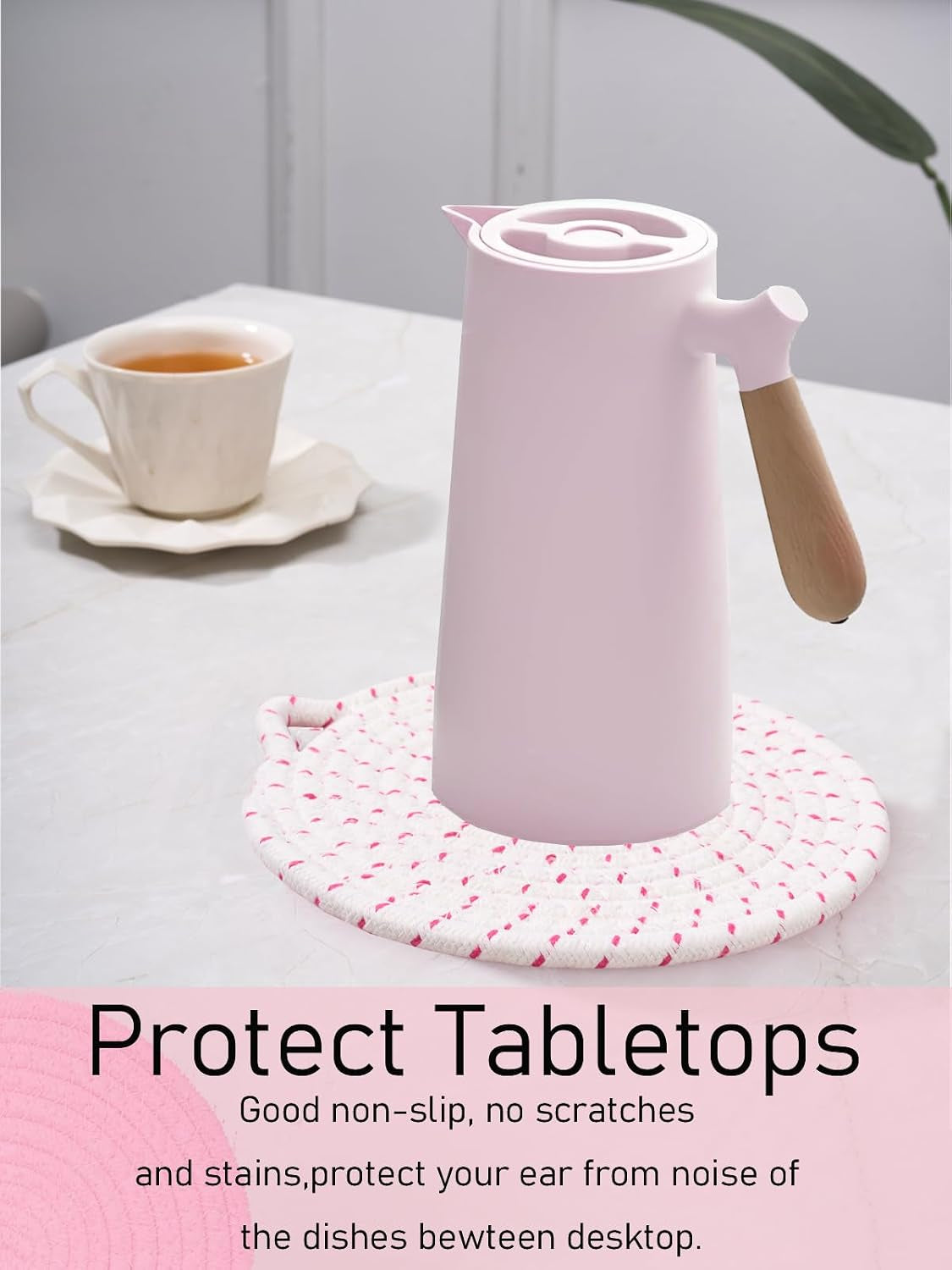 7.3" Pink Trivets for Hot Dishes,Pot Holders for Kitchen,Hot Pads for Kitchen,Kitchen Island Decor,Stylish Kitchen Decor,Kitchen Essentials & Accessories,Heat Resistant Mat