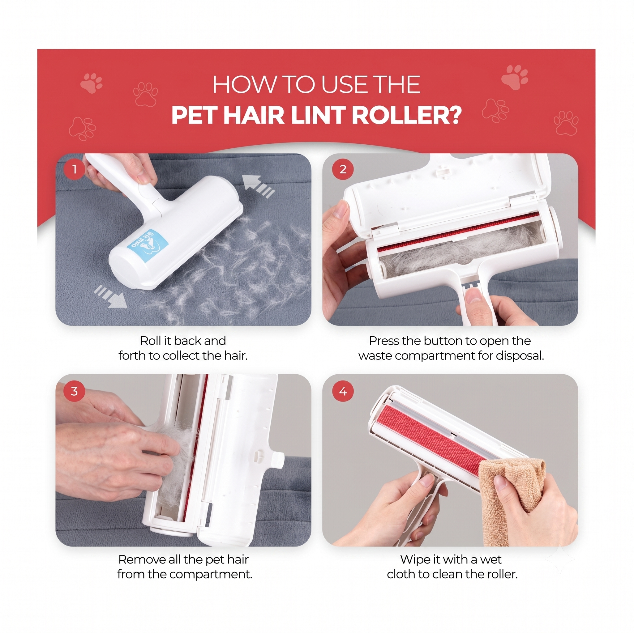Wholesale Reusable Pet Hair Remover Roller - Self-Cleaning Dog Cat Fur Remover for Furniture Carpet Sofa