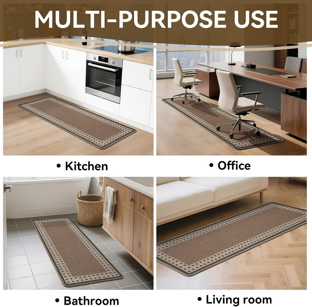Kitchen Mats for Floor, Non Slip Kitchen Rugs, 17X47 Brown