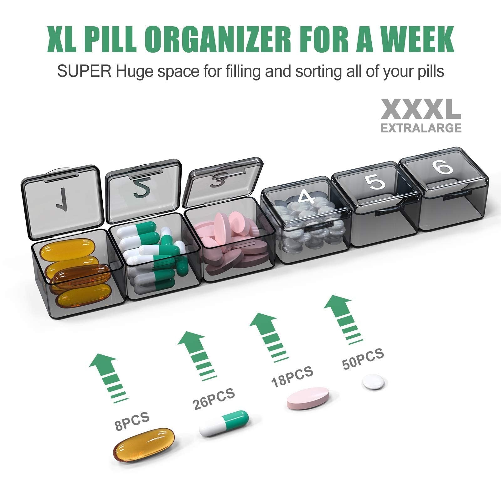 Monthly Pill Organizer Once a Day - 30 Day Pill Organizer Box - Squeez