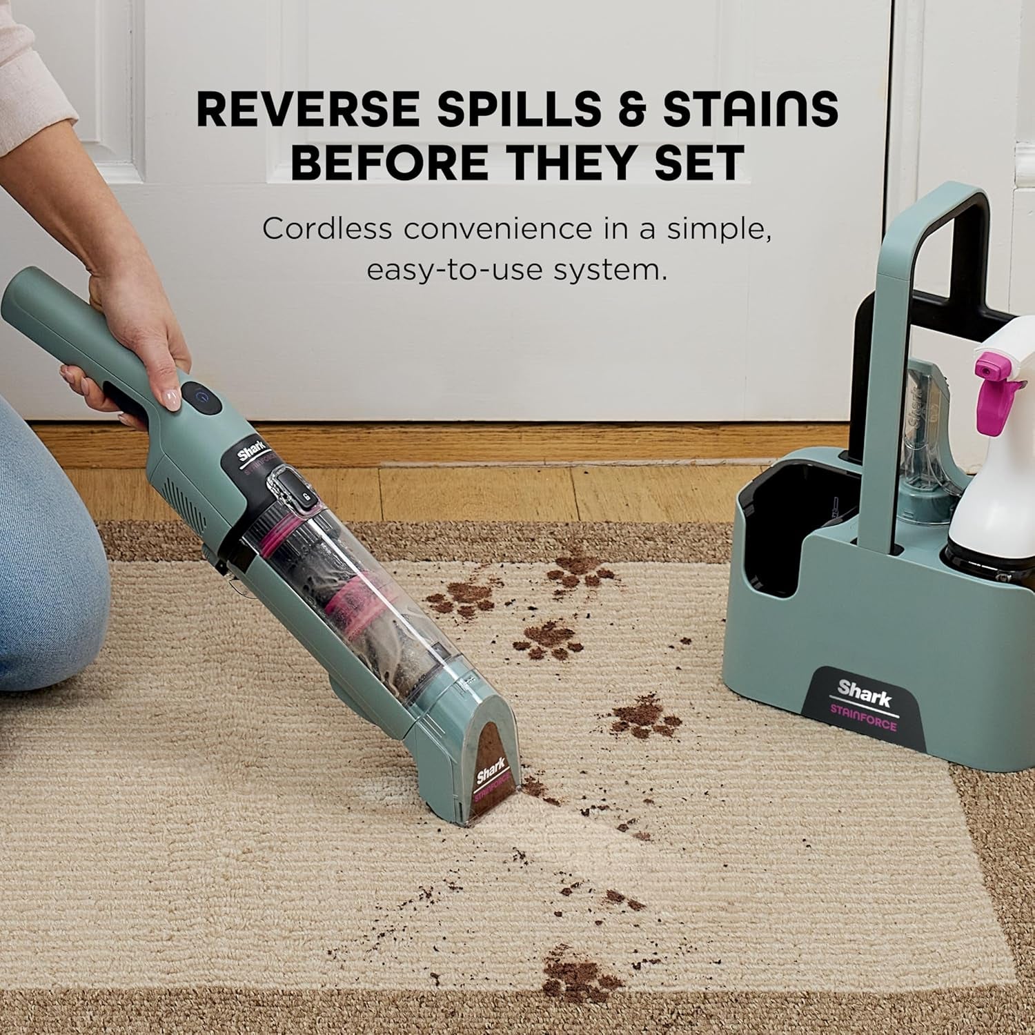 Shark Stainforce Cordless Stain, Odor & Urine Remover, 2 Tools, Caddy HX101