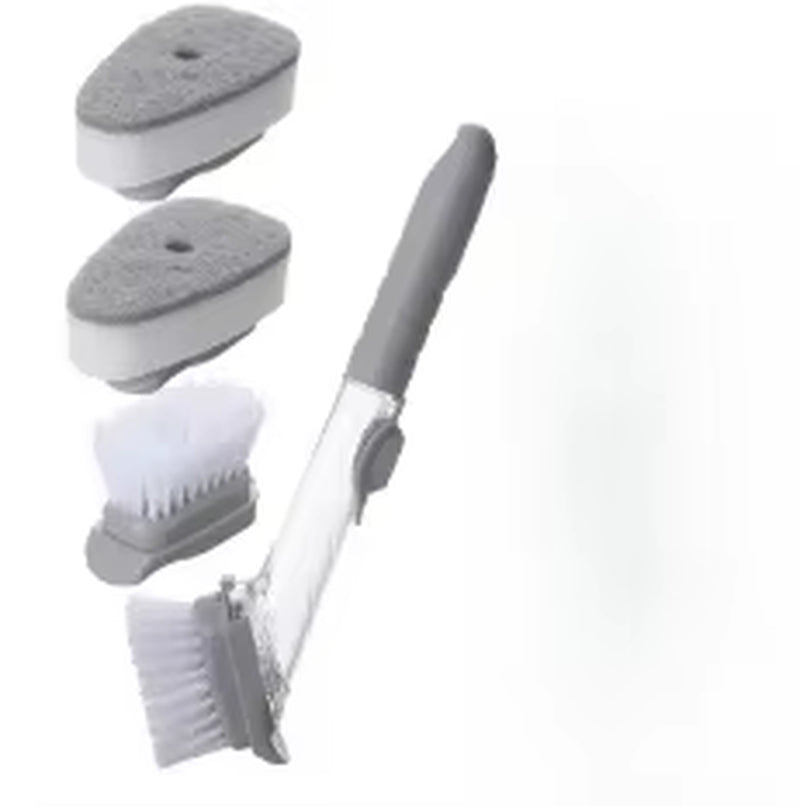 2 in 1 Refillable Kitchen Brush Long Handle Detachable Soap Dispenser Scrubber for Pots Dishes Sink Non Scratch Eco Friendly