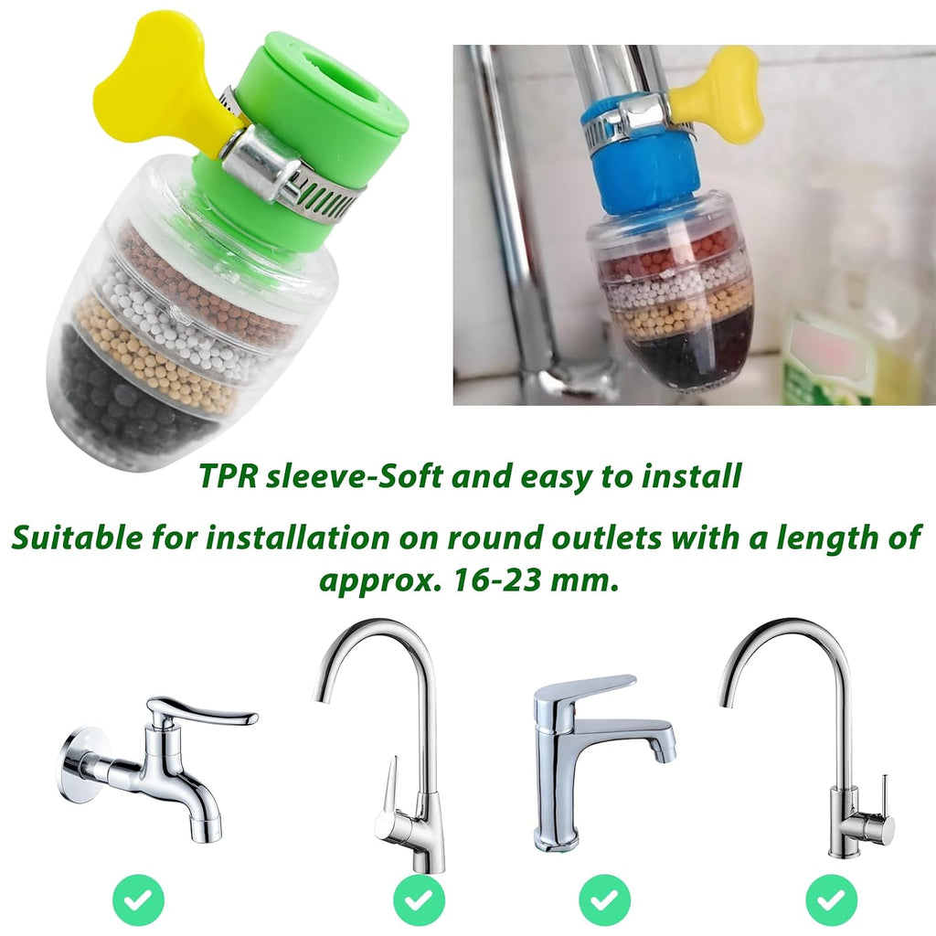 4 Pack Faucet Water Filter,6 Layer Cartridge Activated Carbon Filters Water Filter Faucet Replacements for Sink Applicable 1/2Inch - 3/4Inch Faucet(Random)