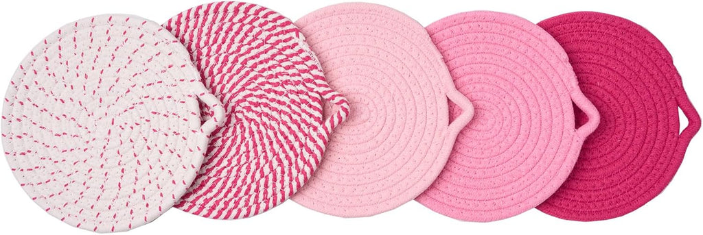 7.3" Pink Trivets for Hot Dishes,Pot Holders for Kitchen,Hot Pads for Kitchen,Kitchen Island Decor,Stylish Kitchen Decor,Kitchen Essentials & Accessories,Heat Resistant Mat