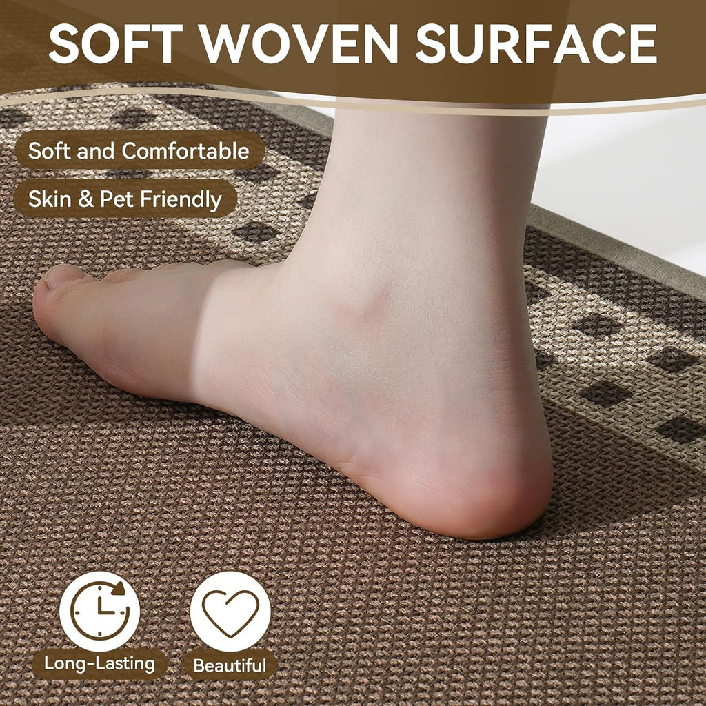 Kitchen Mats for Floor, Non Slip Kitchen Rugs, 17X47 Brown