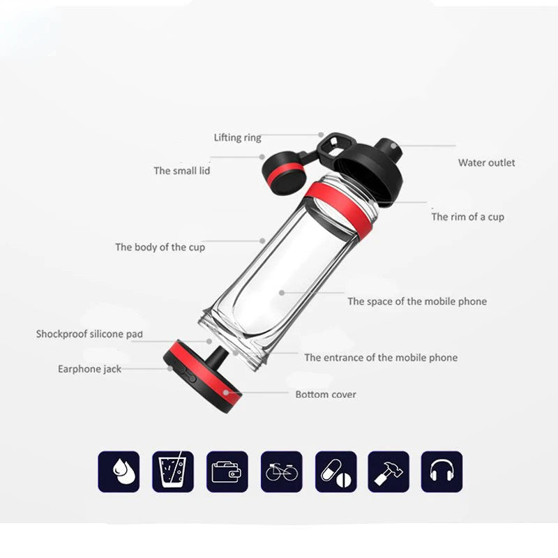 Bottle with Secret Compartment Water Bottle with Hiding Phone Pocket Secret Pill Organizer Bottle Sports Fitness Water Cup