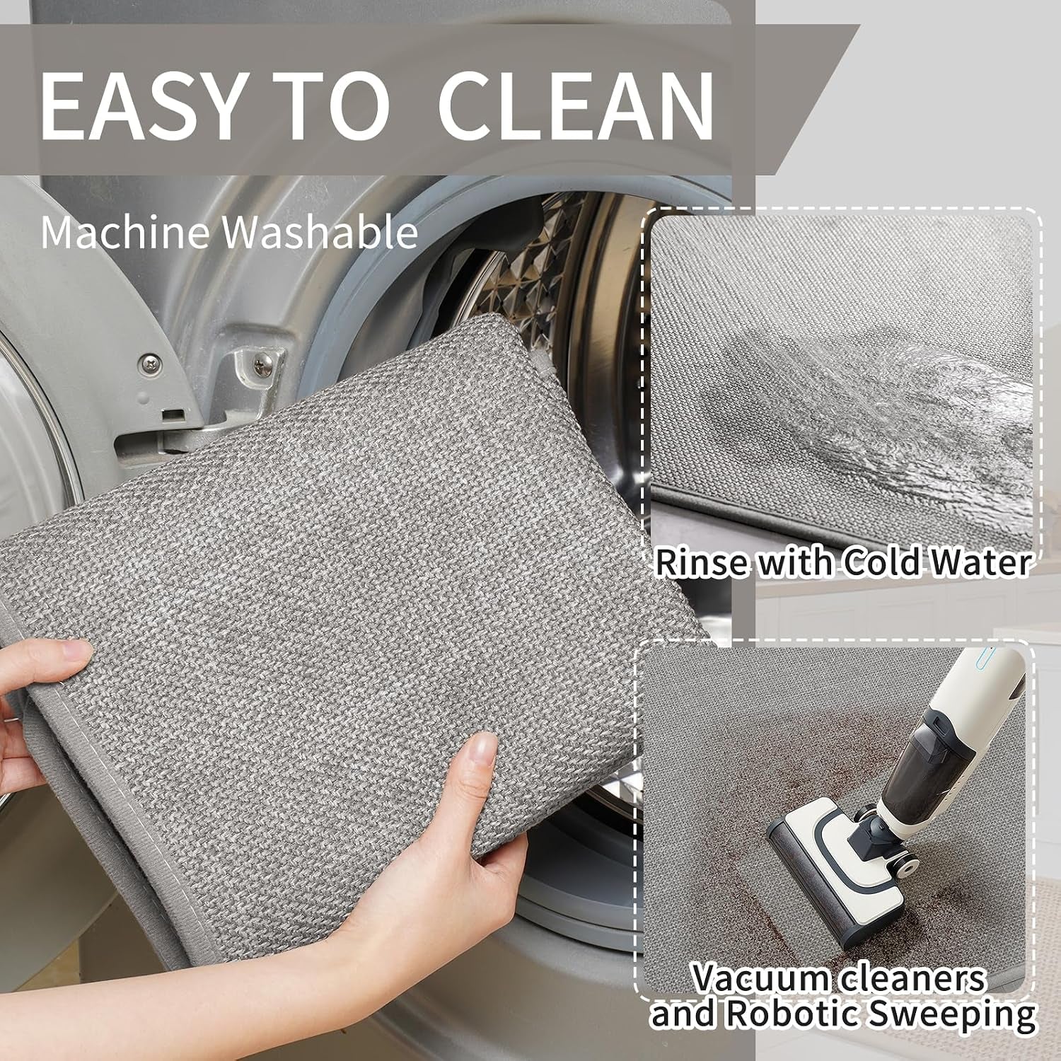 Kitchen Rugs Kitchen Mats for Floor Non Slip Washable Gray 17"X30"